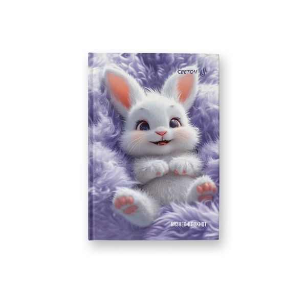 Бизнес-блокнот, матовая ламинация, ББ245 A6 64 л. 4 шт клетка, Пушистая игрушка 01660, Светоч