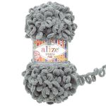 Пряжа Alize (Ализе) Puffy Fine / уп.5 мот. по 100 г, 14м, 87 серо-голубой