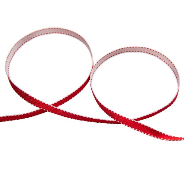 Лента атласная 2-сторонняя 6.0 мм / 22.8±1 метра, 046 красный/белый, Gamma ALD-06