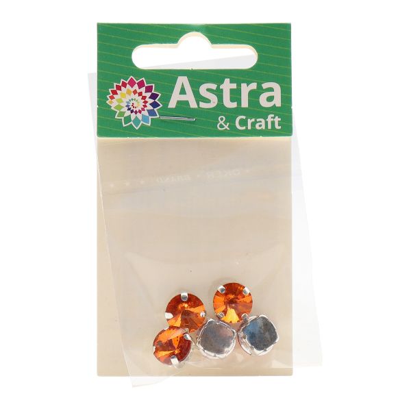 Хрустальные стразы в цапах круглой формы, рыжий 10 мм, 5 шт. Astra&Craft, РЦ006НН10