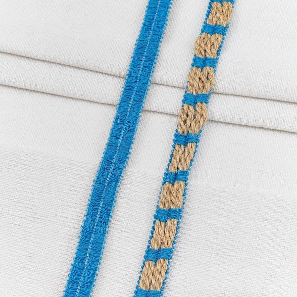 Тесьма отделочная лен 12 мм / 20 метров, 1-Н30, 80% лен, 20% х/б, цв. бирюзовый, 23515