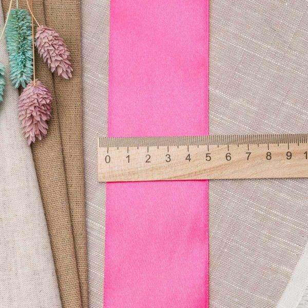 Лента атласная 1-сторонняя 50.0 мм / 22.86±1 метров, 013 яр.розовый, неон, Globus