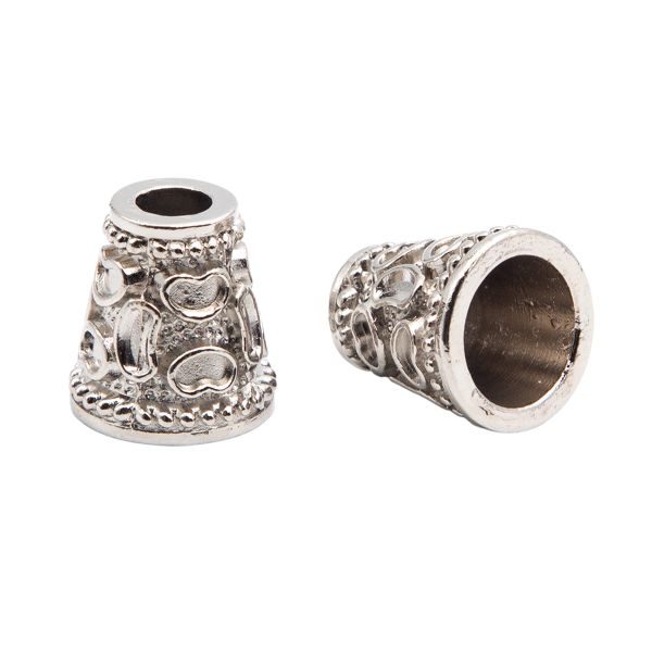 Наконечник для шнура металл колокол ⌀4,5/9 мм, 14х13 мм (никель), 20 шт