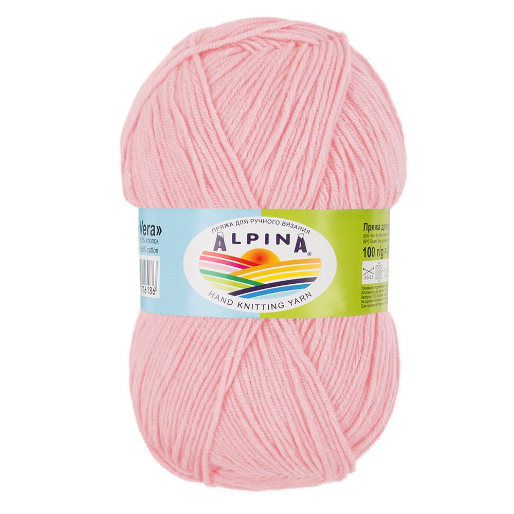 Пряжа Alpina Vera / уп.5 мот. по 100г, 280м, 10 св.розовый