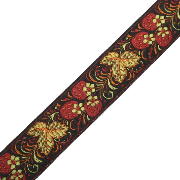 Лента (тесьма) жаккардовая 32.0 мм / 25±1 метров, рис. 9420 Клубничка, (черный) С1853Г17