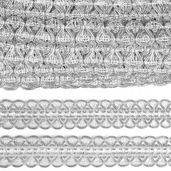 Тесьма отделочная 32 мм, 7728 цв.серебро уп.13.71м