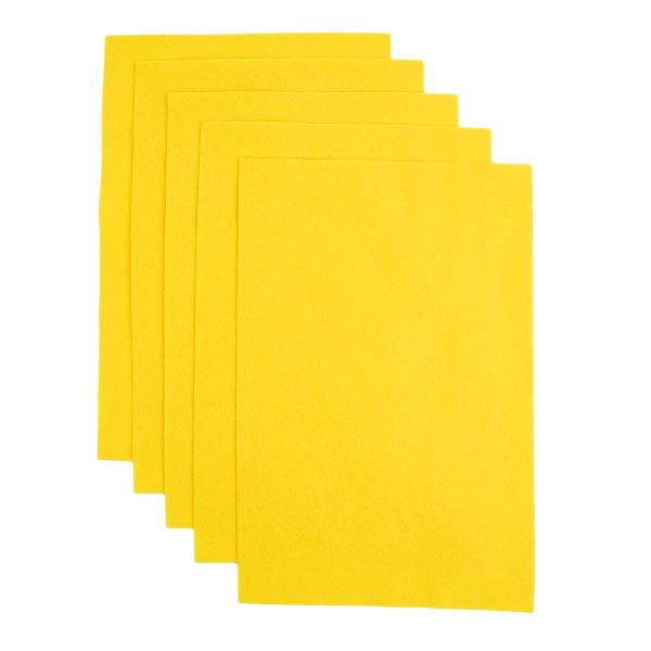 Фетр листовой 1 мм, 20х30 см, 5 шт, CH643 желтый, Blitz FKC10-20/30