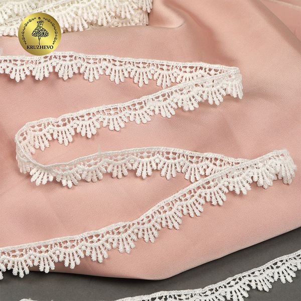 Кружево гипюр (плетёное) 15 мм 0098 цв.01 белый уп.27м, Kruzhevo