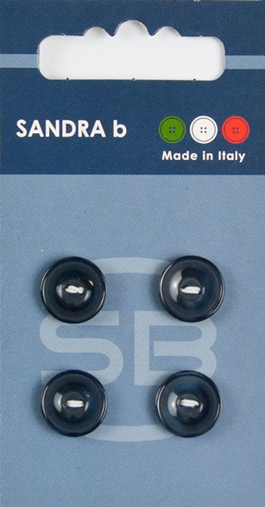 Пуговицы Sandra, 12, 5 мм, 4 шт, пластик, синий, 160649