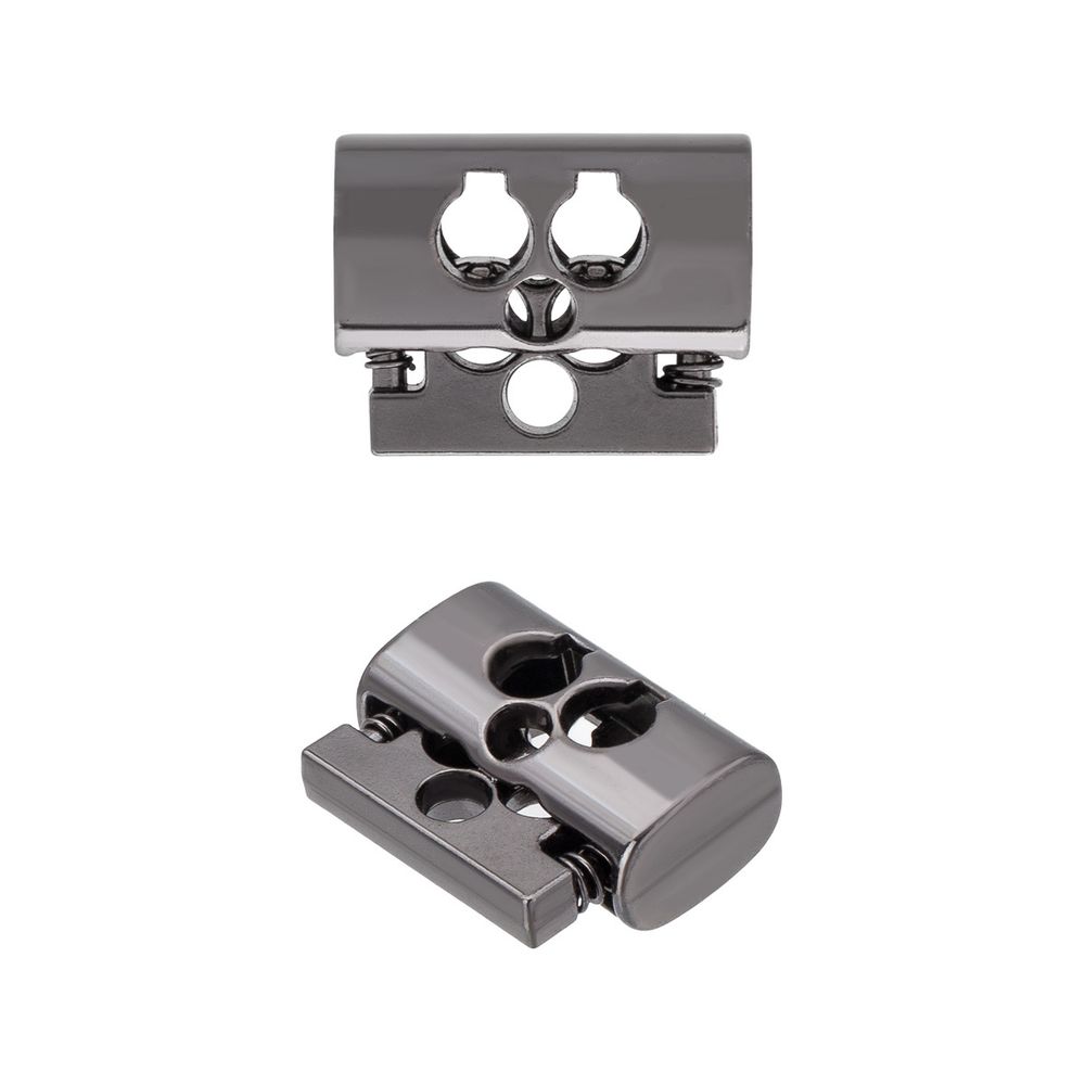 Фиксатор (зажим) для шнура металл 3 отв., ⌀4.0 мм (18.8х14 мм), черный никель, ГУБ13921, 10 шт