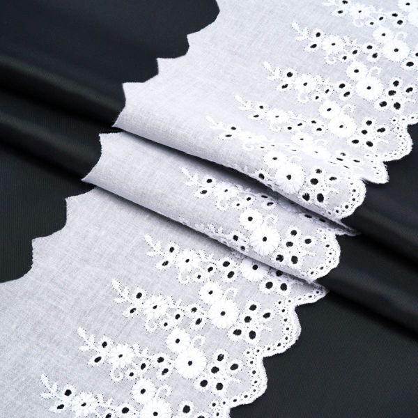 Кружево шитьё х/б 117 мм / 3.4 метра, цвет белоснежный