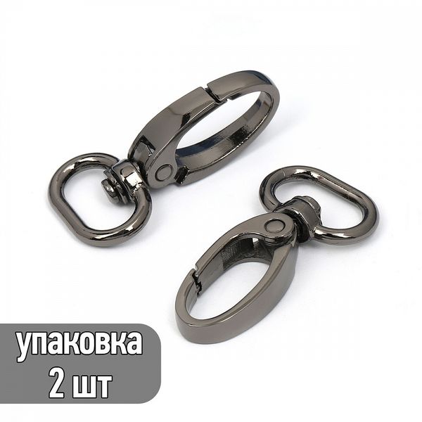 Карабин металл 15.0 мм (42х22 мм), TBY-AX10.3-15, цв. чер.никель, уп. 2 шт