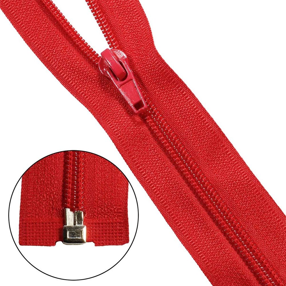 Молния спираль (витая) Т5 (5 мм) 1 зам., разъем., 65 см, 519 красный, 10 шт