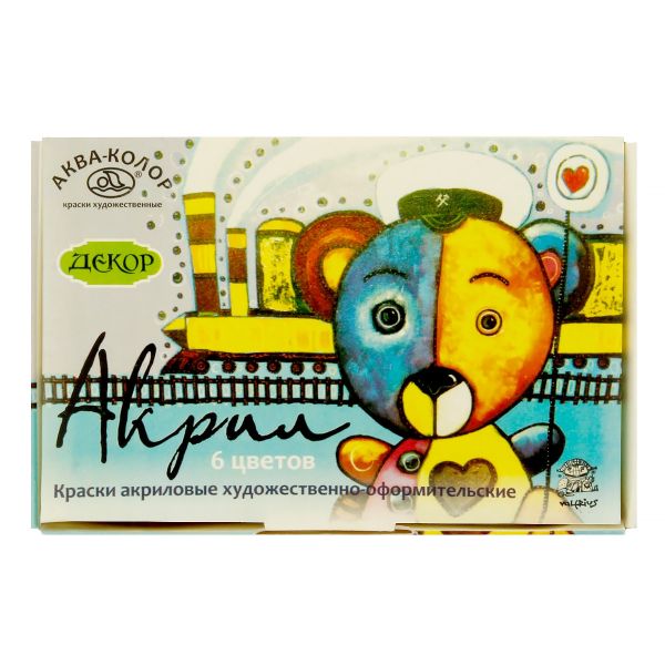 Краска акриловая художественно-оформительская 6 цв. 120 мл, Аква-колор