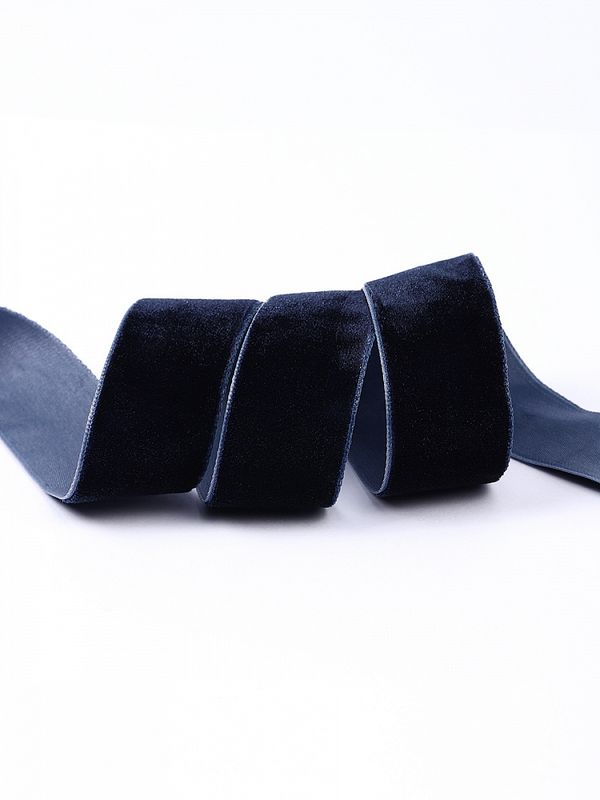 Лента бархатная (тесьма) 25.0 мм / 22.86±1 метров, арт.25VR54 нейлон цв.т.синий