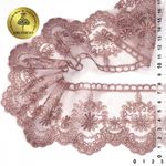 Кружево на сетке 80 мм, диз. 232, цв.N6615 розовая пудра уп. 13 м, Kruzhevo