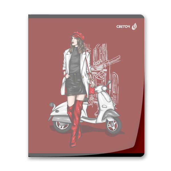 Тетрадь общая с пластик. прозр. обложкой 180 мкм, цвет.запечат.титул лист A5 48 л. на скобе 65 г/м², белизна 100% 10 шт клетка, 01498 Девочки Online, Светоч Т197