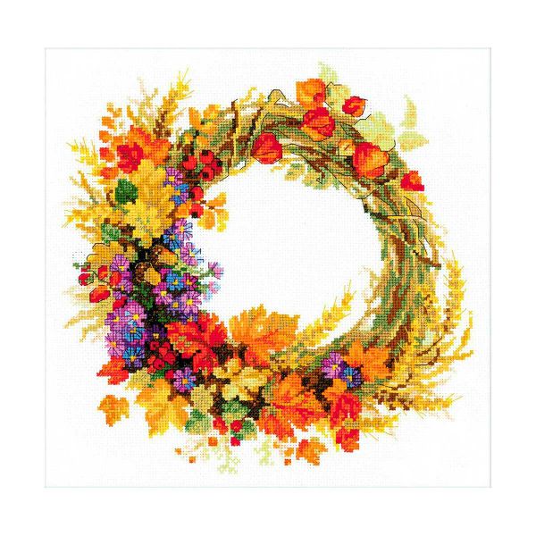 Набор для вышивания нитками Риолис, Венок с пшеницей, 30х30 см