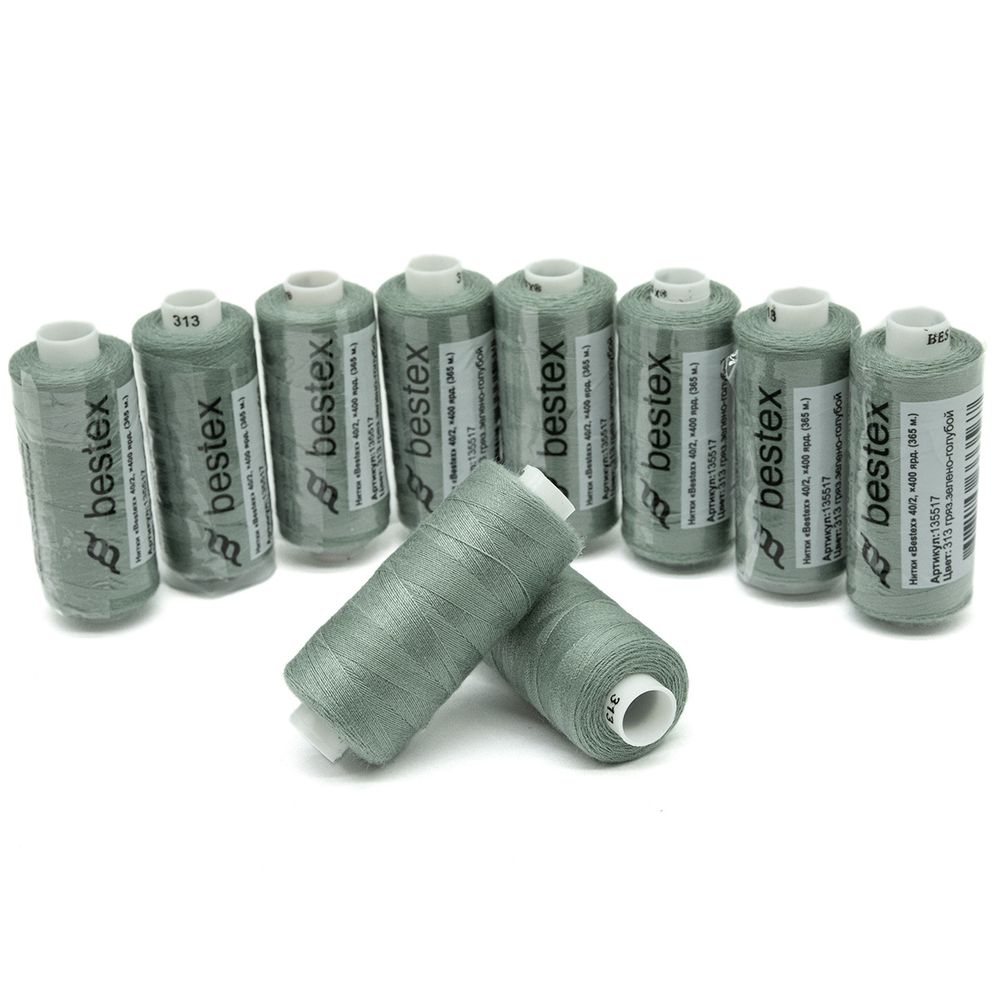 Нитки швейные бытовые Bestex 40/2, 365 м (400 ярд) / 10 кат., 313 дымчато-голубой