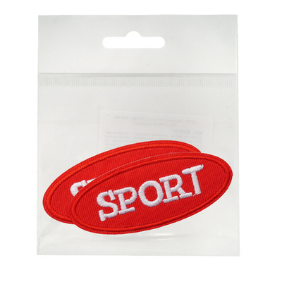 Термоаппликация овал SPORT 75х30мм (W.Red (бел-красный)), 2 шт, LA557