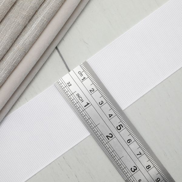 Лента репсовая (в рубчик) 40.0 мм, 001 белоснежный, уп.18,28 м