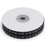 Лента репсовая (в рубчик) Цветочный орнамент 1,5см*22.86 м (черный)