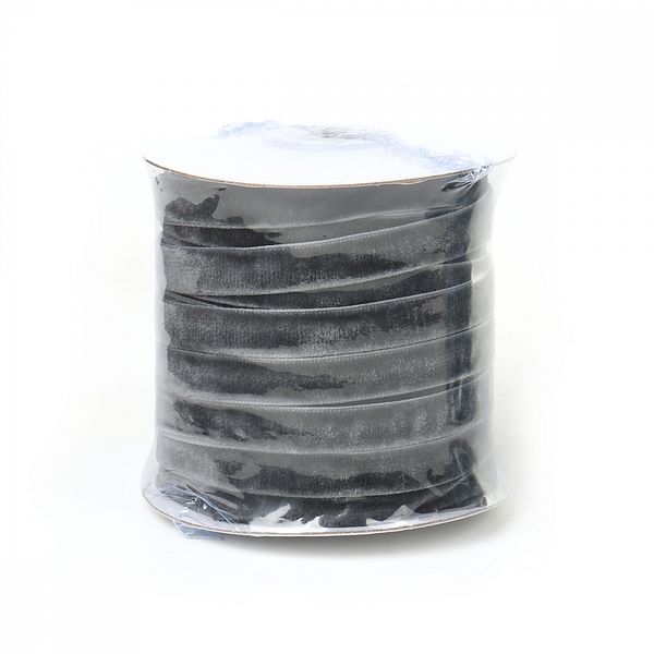 Лента бархатная (тесьма) 10.0 мм / 22.86±1 метров, арт.10VR64 нейлон цв.т.серый