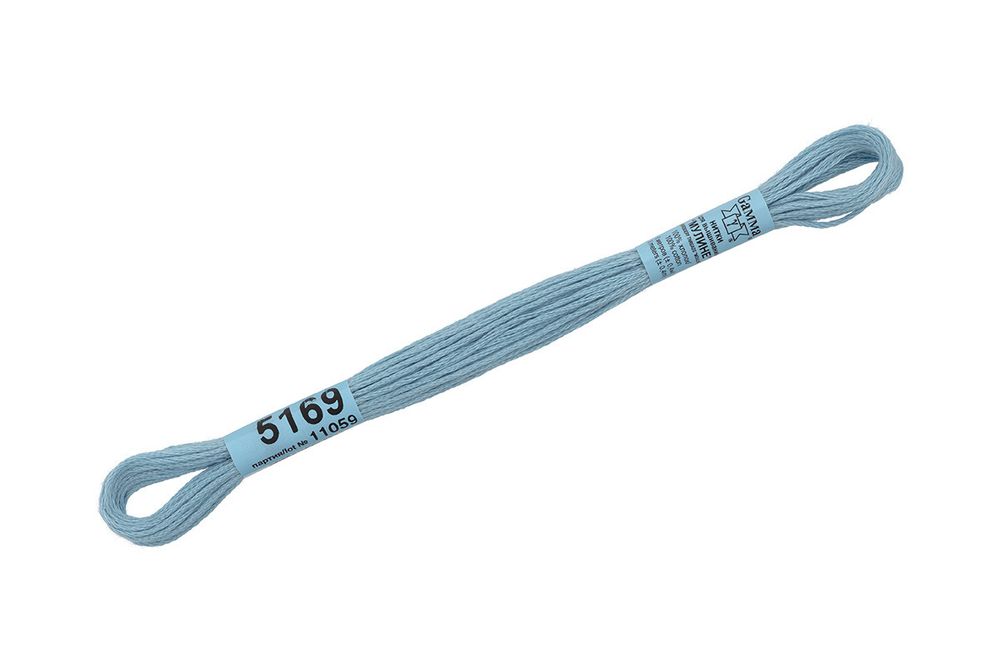 Мулине Gamma 100% хлопок, цв.5169 серо-голубой, 24 мотка по 8 метров