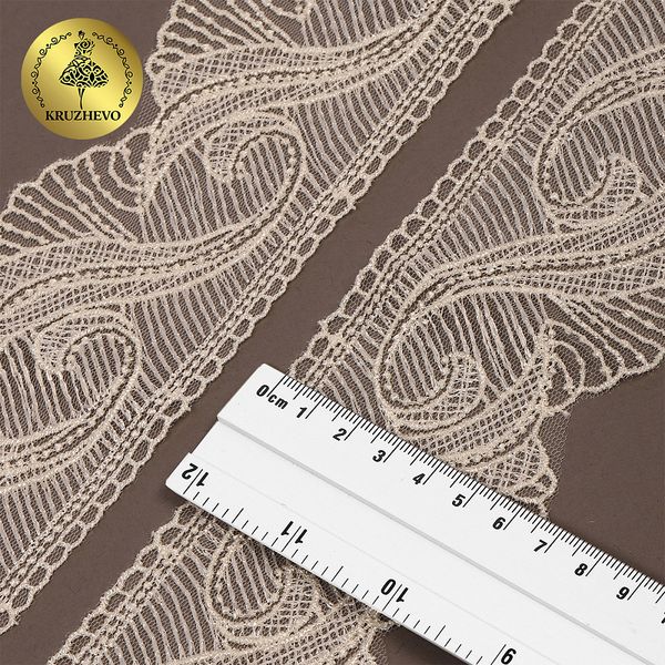 Кружево на сетке 70 мм, 2107 цв.W0115 молочный уп.13.71м, Kruzhevo