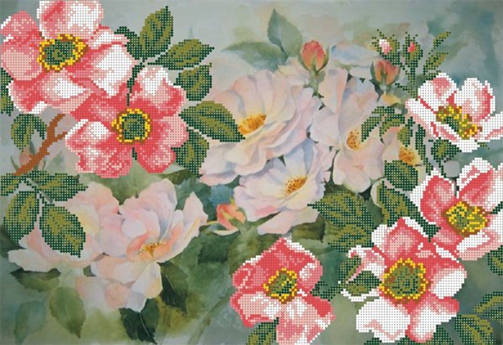Рисунок на шелке Матренин Посад 37х49 - 4015 Шиповник в цвету