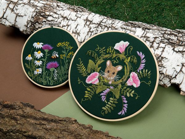 Набор для вышивания нитками Panna, Живая картина Мышонок в горошке, 18х18 см