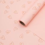 Пленка упаковочная для цветов и подарков Большие сердечки, 65 мкр, 58см / 10м ± 5% (VH2553 персиковый с сердечками)