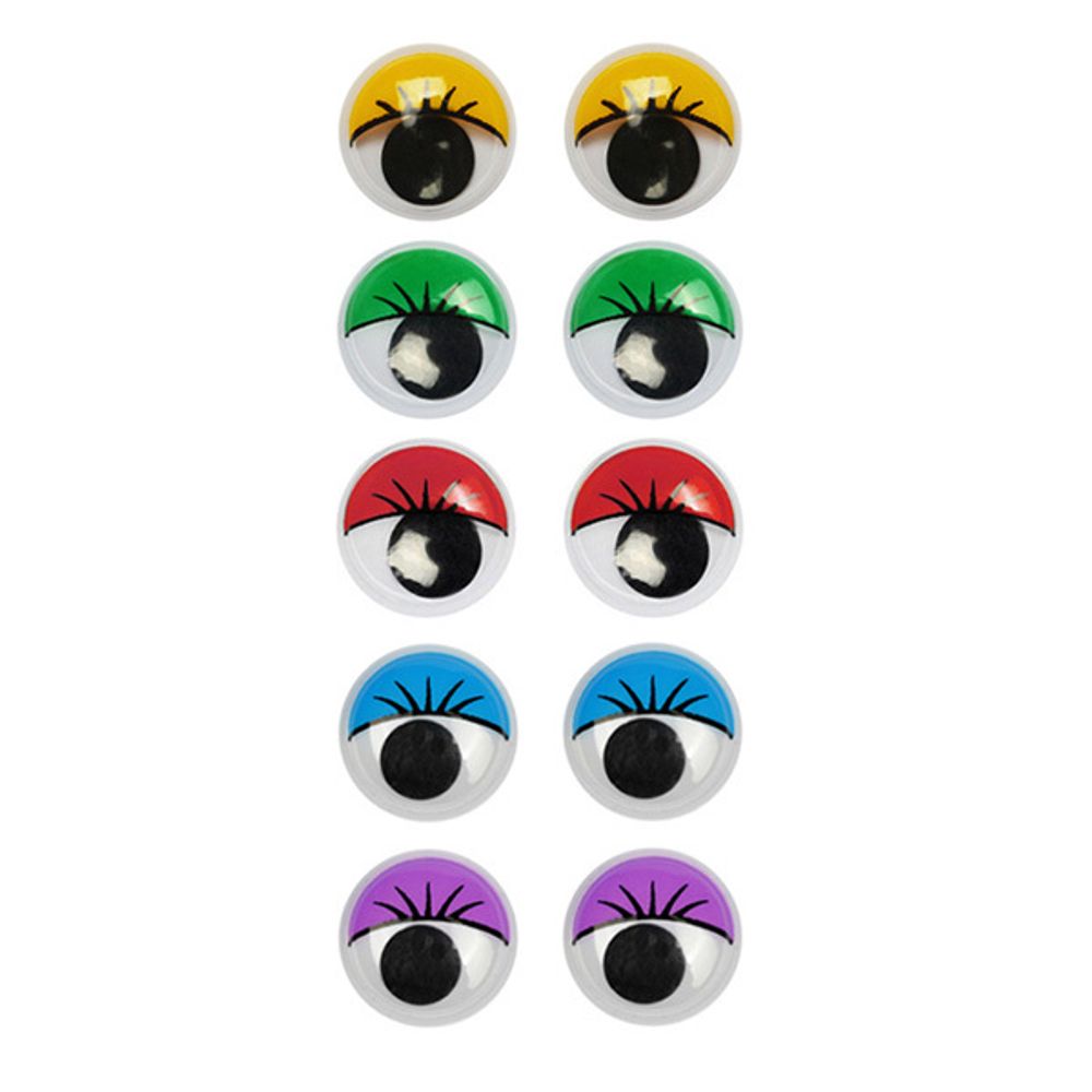Глаза для кукол и игрушек круглые с ресничками 10 мм, цв. микс, уп. 50 шт