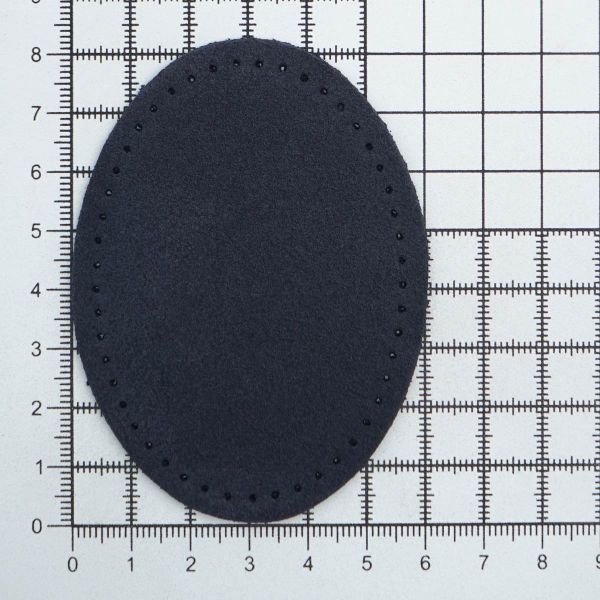 Заплатки пришивные из замши, овал 6х8,2см с перфорацией, 2 шт, 100% кожа, 22 темно-синий, 59114