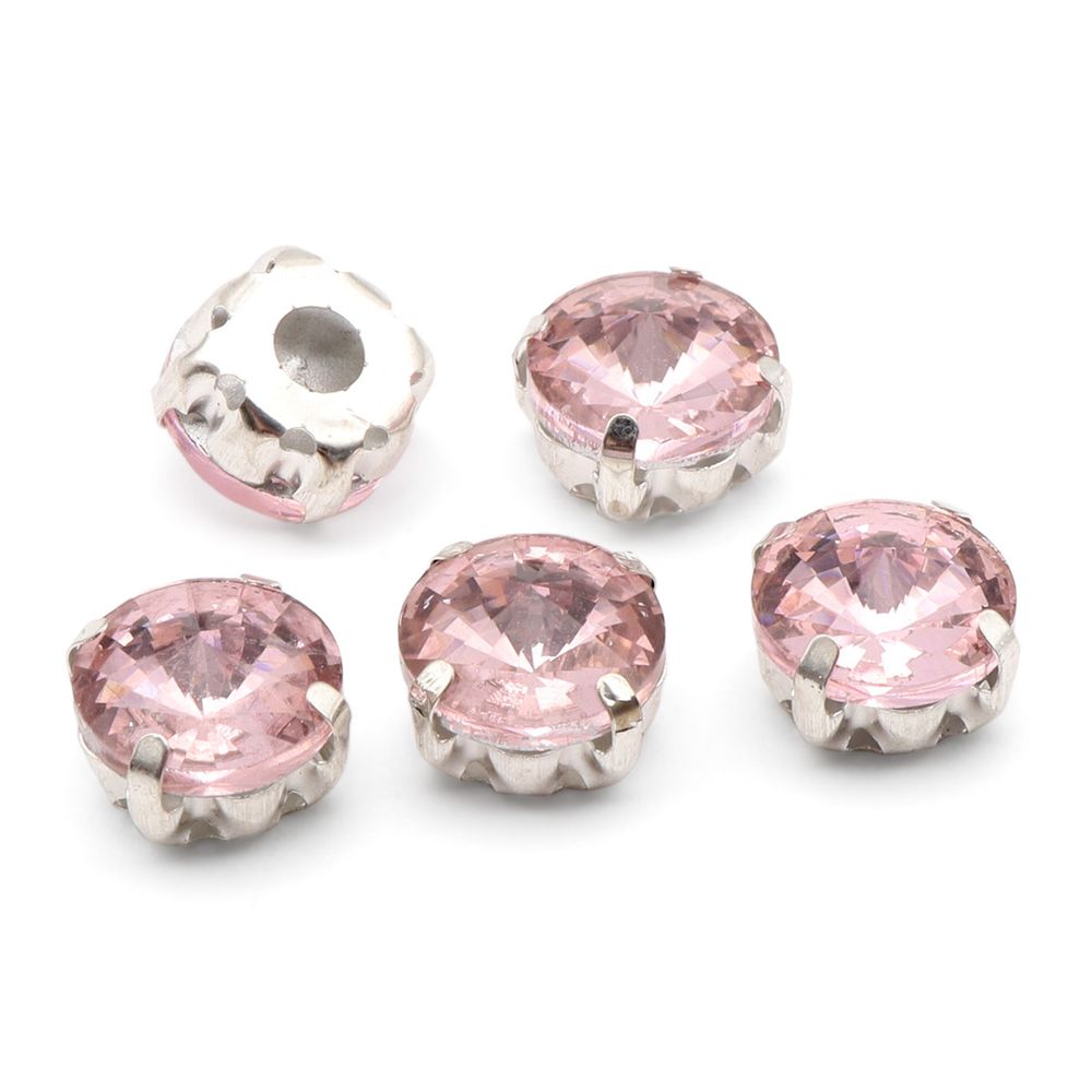 Хрустальные стразы в цапах круглой формы, розовый 10 мм, 5 шт. Astra&Craft, РЦ010НН10