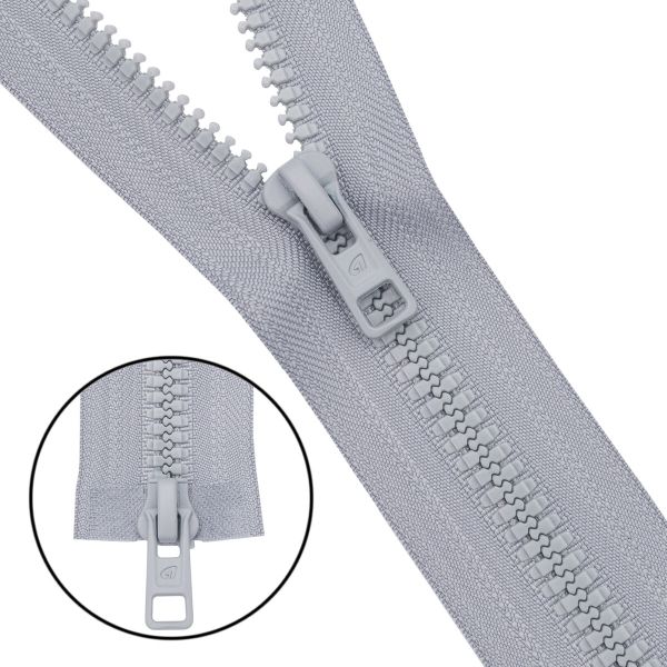 Молния трактор Arta Т6 (6 мм) 2 зам., разъем., 70 см, (2077), A361 св.серый, НОВЫЙ МАТОВЫЙ ЗАМОК, уп.50 штук