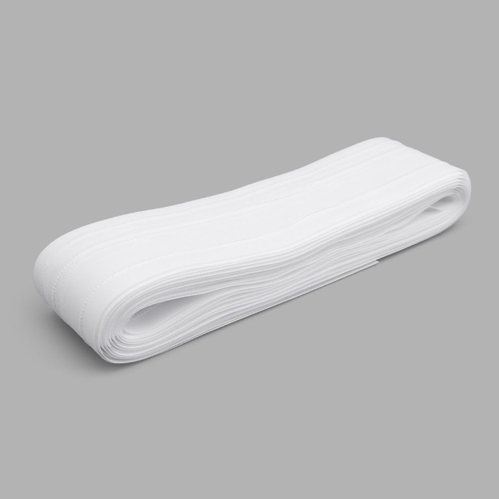 Лента (тесьма) шторная: сборка бантовая (1:2) 60 мм / 10 метров, (2 ряда петель, 2 шнура), белый ТУ, (C93)