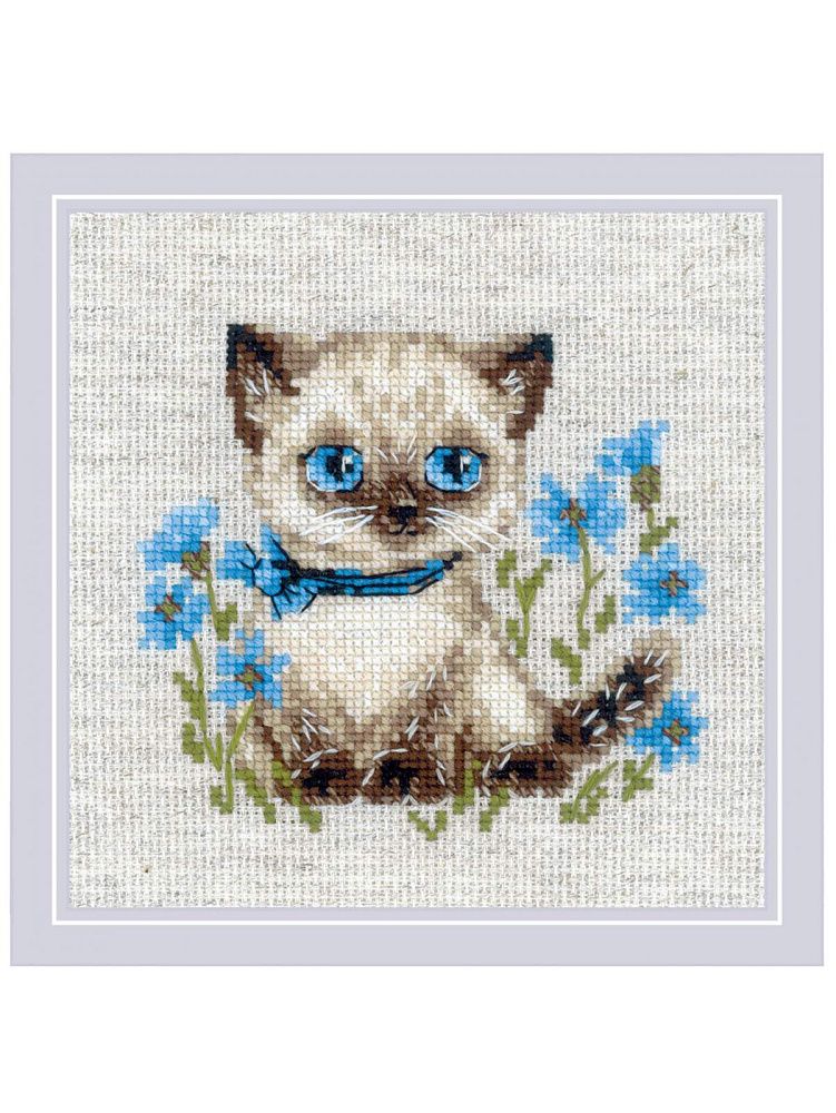 Набор для вышивания нитками Риолис, Сиамский котенок 15х15 см