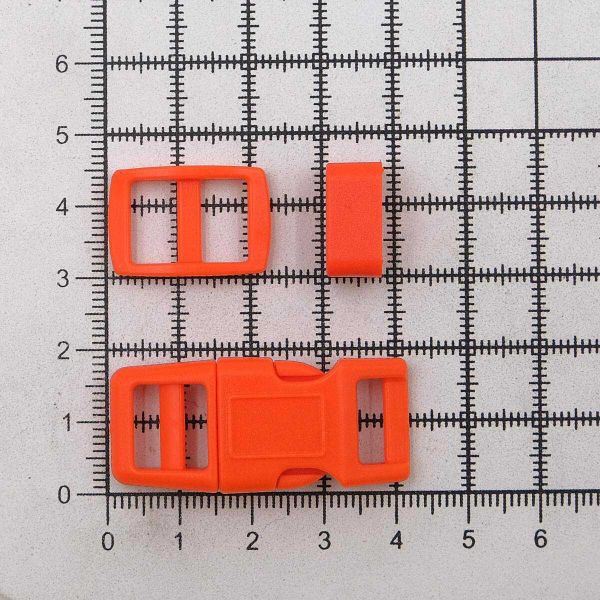 Фастекс (пряжка трезубец), рамка и рамка-регулятор 10мм, пластик, (2 компл.) Hobby&Pro, оранжевый, A03001037-10