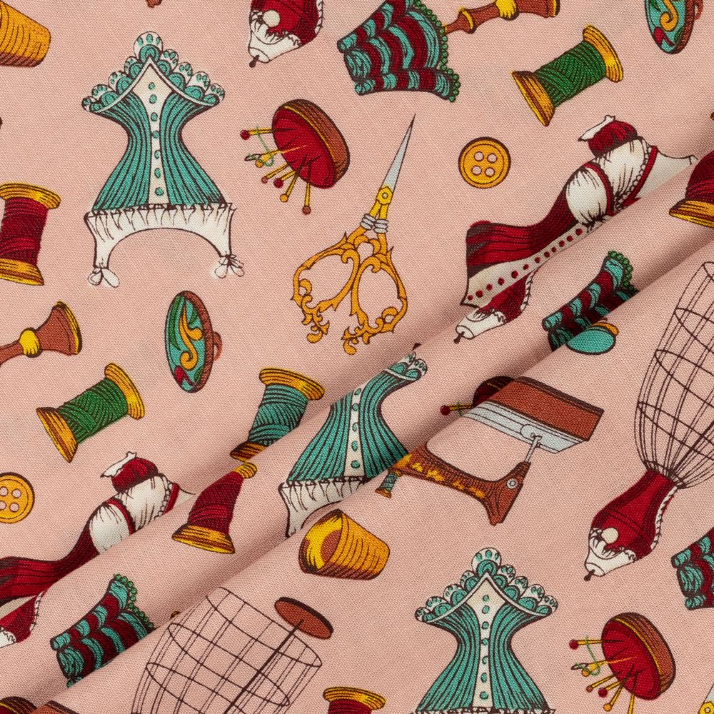 Ткань для пэчворка Peppy Век моды, отрез 50х55 см, 146 г/м², ВМ-14 розовый, Peppy