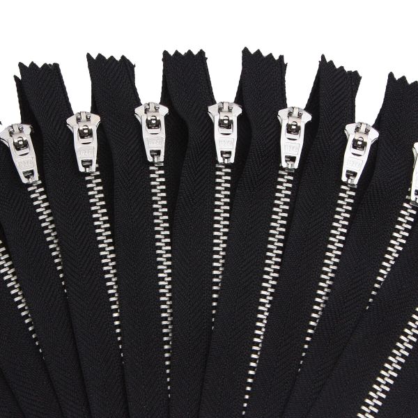 Молния металл джинсовая Т5 (5 мм) 1 зам., н/раз., 12 см, черный, 39053/12-Н, 10 шт