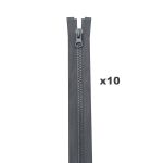 Молния трактор Т5 (5 мм) 1 зам., разъем., 70 см, F312 т.серый, 10 шт