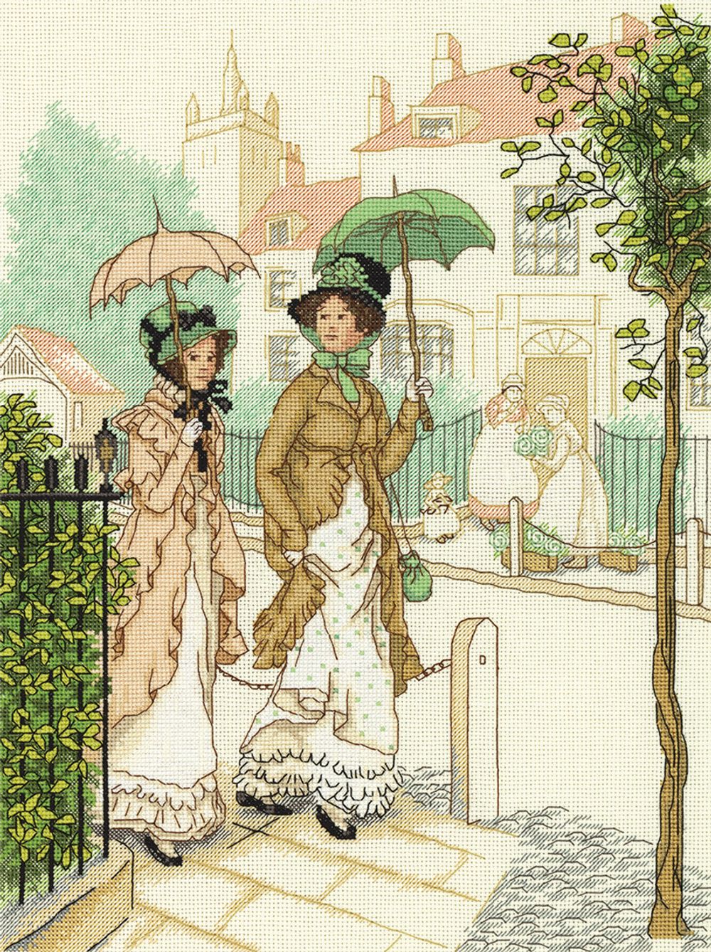 Набор для вышивания нитками Panna, Дамы на прогулке, 24х32 см