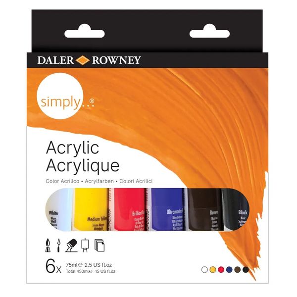 Краска акриловая Daler Rowney набор Simply 6 цв.х75 мл, Daler Rowney 126500025