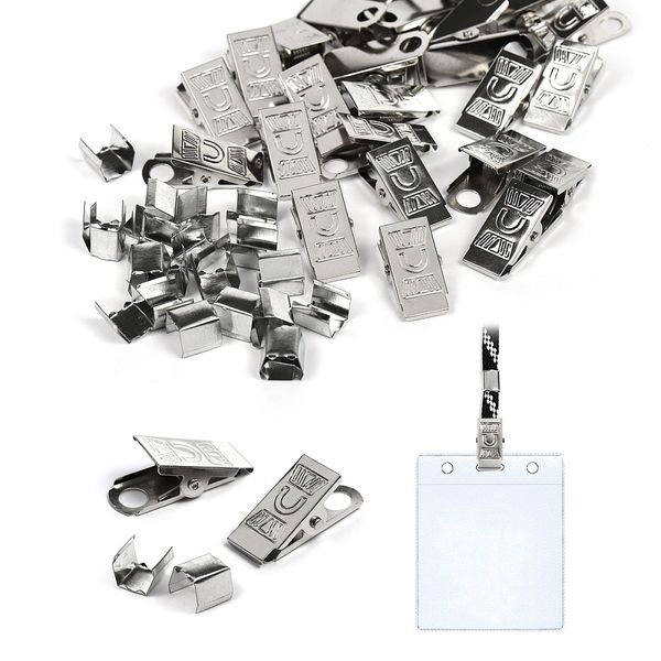 Держатель для бейджика с пружиной цв.никель+ клипса уп.50 шт, 985966