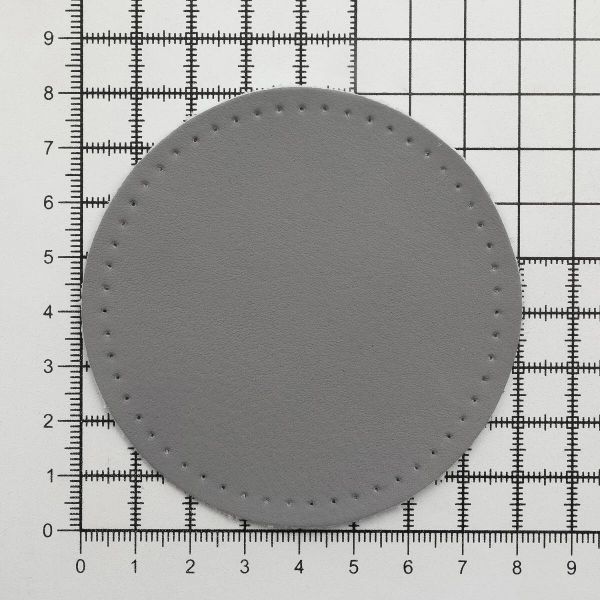 Заплатки пришивные из кожи, круг ⌀8см с перфорацией, 2 шт, 100% кожа, 07 серый, 9121