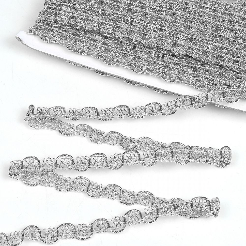 Тесьма отделочная 13 мм, 9545 цв.серебро уп.13.71м