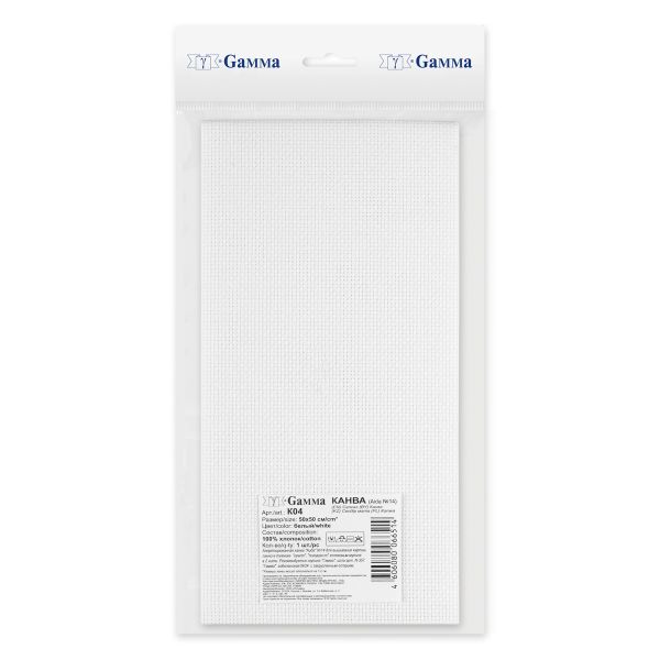 Канва Aida 14 ct, 50х50±2 см, белый, Gamma