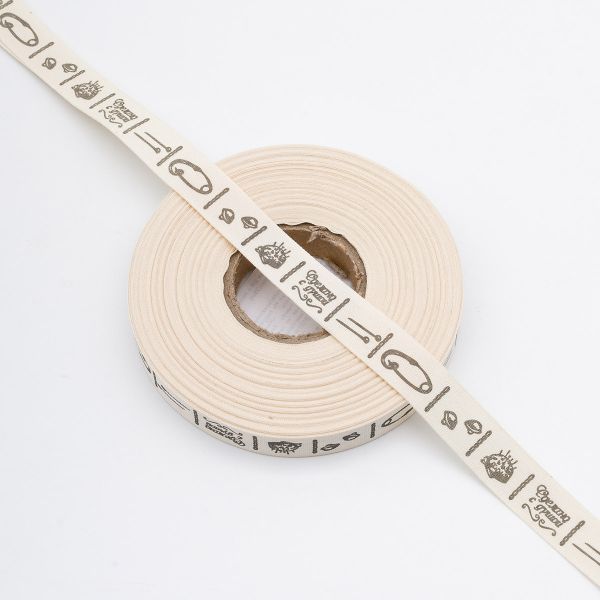 Лента декоративная х/б с принтом 15.0 мм / 25±1 метров, (1)