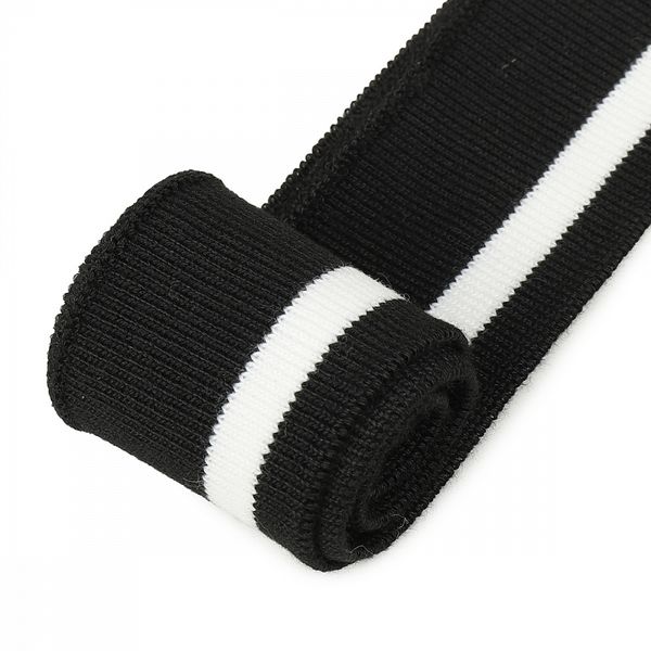 Подвяз (довяз) трикотажный 3.5х80 см, черный с белой полосой, 100% п/э, 2 штуки